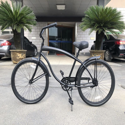 Pedal comum Cor preta Single Speed 26 Inch Custom Mens Beach Cruiser Bike para adultos Peso bruto 17kg