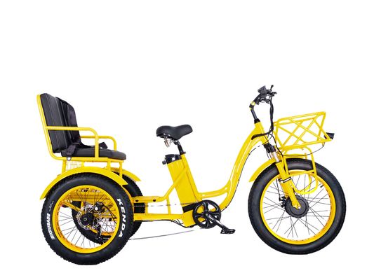 Rickshaw elétrico 750W Motor BaFang dianteiro 21AH Bateria de lítio 60KM EUA Adultos 24 &quot;Fat Snow Big Pneus Assento do passageiro