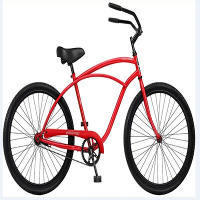 Bicicletas de cruzeiro de praia clássicas masculinas de cor vermelha com assento grande e confortável