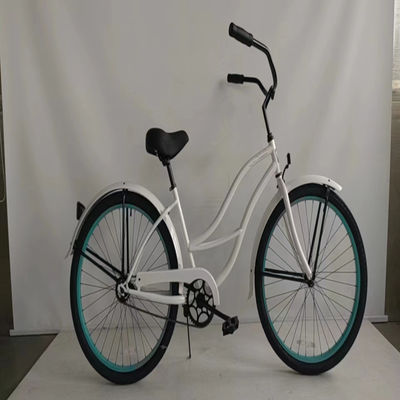 26 polegadas Branca de cor de velocidade única Mulheres Vintage Beach Cruiser Bike para Casual Riding