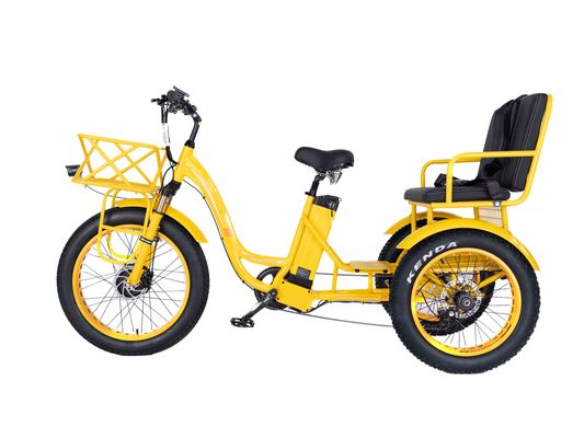 Rickshaw elétrico 750W Motor BaFang dianteiro 21AH Bateria de lítio 60KM EUA Adultos 24 &quot;Fat Snow Big Pneus Assento do passageiro