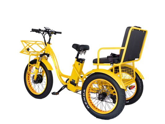 Rickshaw elétrico 750W Motor BaFang dianteiro 21AH Bateria de lítio 60KM EUA Adultos 24 &quot;Fat Snow Big Pneus Assento do passageiro
