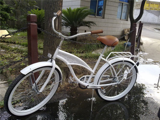 Logotipo personalizado Adultos Bicicletas híbridas de velocidade única de 26 polegadas para mulheres Bicicleta de cruzeiro de praia