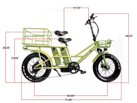 48V travão a disco baterias duplas neve gordura pneu grande carregamento elétrico bicicletas para família 2