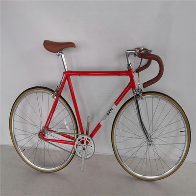 58cm Fixie Bikes com cor vermelha Thickslick 700c Pneus e garfo de aço 4130 Frame Chrome
