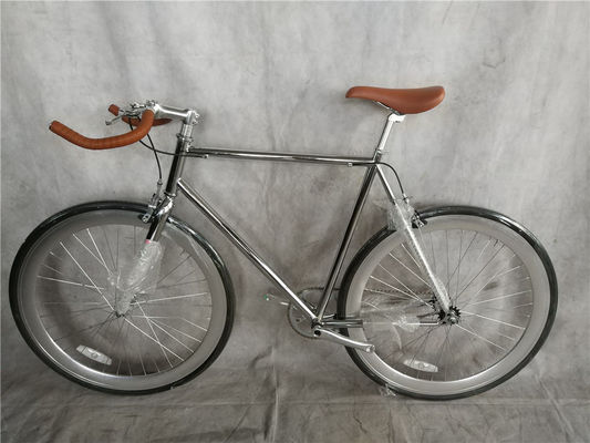Classic 700Cx28C Vintage Chrome Fixed Gear Bike 58cm Single Speed Fixie Bicicleta 13kg