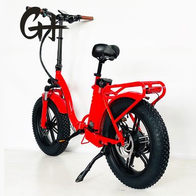 20 polegadas de pneu de gordura Ebike mais potente cor vermelha bicicleta elétrica dobrável com tronco de liga