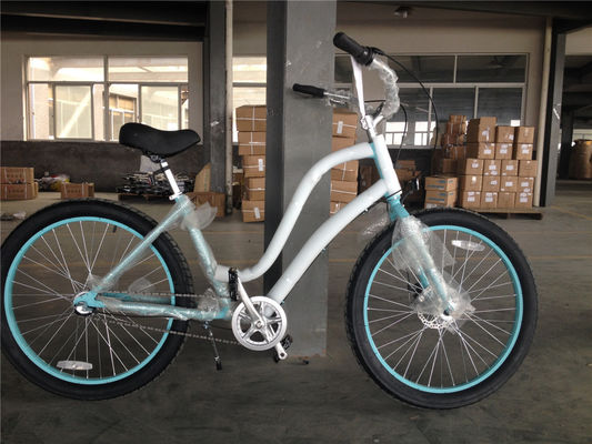 26 polegadas passo através de bicicleta de cruzeiro de praia com estrutura de liga de alumínio e engrenagem única