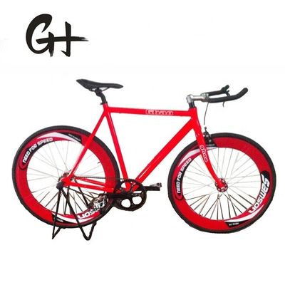 Quadro de alumínio 700C OEM Flip-Flop Single Speed Rodoviário vermelho manômetro Fixie Gear Bicicleta