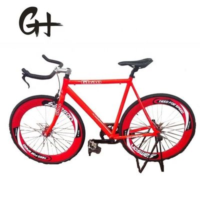 Quadro de alumínio 700C OEM Flip-Flop Single Speed Rodoviário vermelho manômetro Fixie Gear Bicicleta