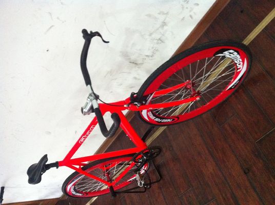 Quadro de alumínio 700C OEM Flip-Flop Single Speed Rodoviário vermelho manômetro Fixie Gear Bicicleta