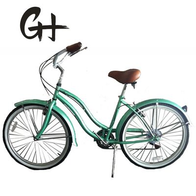 17KG 26&quot; Pneus Brancos Mulheres Adultos 7 Velocidades Shimano Lady City CE EUA Hi-Ten Estrutura de Aço CPSC Beach Cruiser Bicicleta