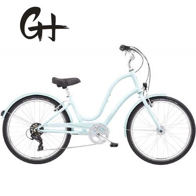 120kg Capacidade de carga 29&quot; 3.0 Pneus 7 velocidades Alumínio Step Thru Lady Beach Cruiser Bicicleta