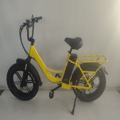 750W 48V E Bicicleta 20 polegadas de pneu amarelo de gordura bicicleta elétrica para 31-60 km alcance por potência