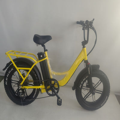 750W 48V E Bicicleta 20 polegadas de pneu amarelo de gordura bicicleta elétrica para 31-60 km alcance por potência