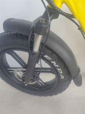 750W 48V E Bicicleta 20 polegadas de pneu amarelo de gordura bicicleta elétrica para 31-60 km alcance por potência
