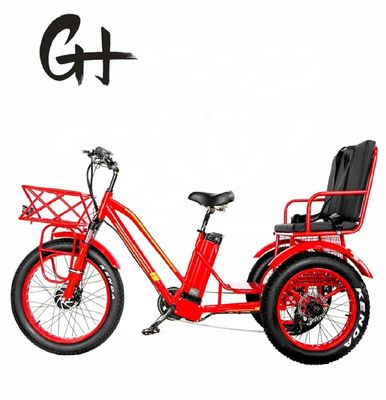 Bafang 750W Triciclo elétrico com pneu gordo E Três rodas e assento do passageiro