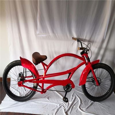 Fat Tire 26 &quot;Extended Beach Cruiser Bike com estrutura de aço e tecnologia de freio de disco
