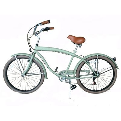 Freio em V duplo 26&quot; 2,125 Pneus de parede branca Quadro de aço Shimano 7 velocidades OEM personalizado Homens adultos CE CPSC EUA Mercado Beach Cruiser Bicicleta