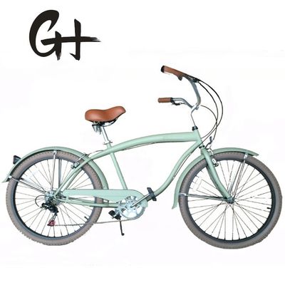 Freio em V duplo 26&quot; 2,125 Pneus de parede branca Quadro de aço Shimano 7 velocidades OEM personalizado Homens adultos CE CPSC EUA Mercado Beach Cruiser Bicicleta