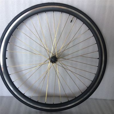 43mm Anodizado Azul Flip Flop Fixed Gear Roda Bike Wheel Set com raios coloridos
