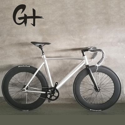 700C CE OEM 7005 Alumínio Alloy Fixed Gear Single Speed Adult 80MM Rim Carbon Fork Track Bike