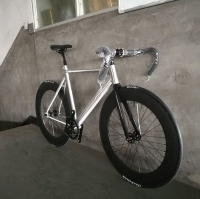 700C CE OEM 7005 Alumínio Alloy Fixed Gear Single Speed Adult 80MM Rim Carbon Fork Track Bike