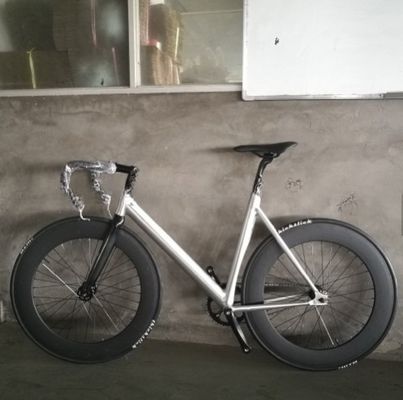 700C CE OEM 7005 Alumínio Alloy Fixed Gear Single Speed Adult 80MM Rim Carbon Fork Track Bike