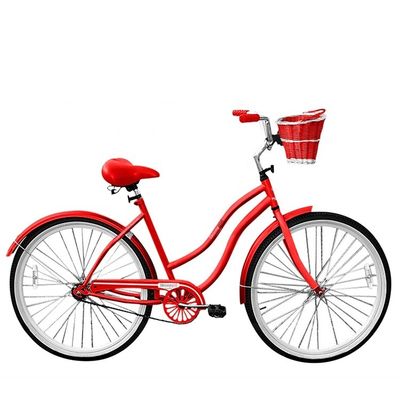 26 &quot;Feminino Step Thru Beach Cruiser Bike com engrenagens de velocidade única e jantes de alumínio