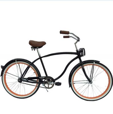 26 polegadas de velocidade única de adultos bicicleta de praia cruzeiro com bandeja de metal conveniente bandeja dianteira
