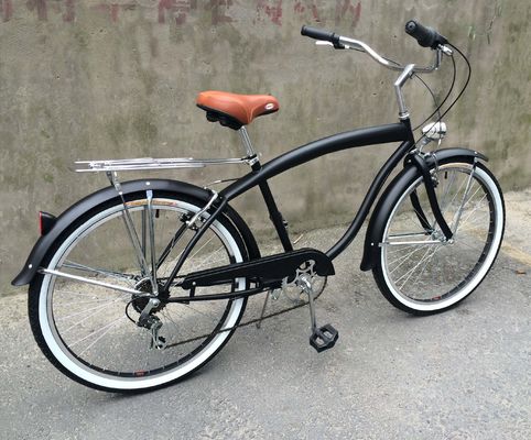 Quadro duro 26 &quot;Tamanho da roda Shimano 7 velocidade americana traseira Rack Homens Beach Cruiser Bike