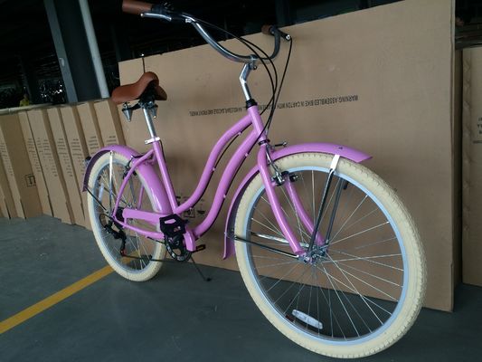 Ten Steel Frame 26 polegadas Shimano 7 velocidades OEM Logotipo Mulheres Adultas Lady Beach Cruiser Bike