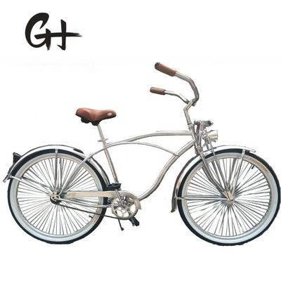 1 Speed Alloy Stem CP Silver Polish Color Fork 26*2.125 26&quot; Bicicleta Beach Cruiser para homens