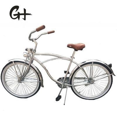 1 Speed Alloy Stem CP Silver Polish Color Fork 26*2.125 26&quot; Bicicleta Beach Cruiser para homens