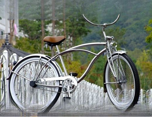 1 Speed Alloy Stem CP Silver Polish Color Fork 26*2.125 26&quot; Bicicleta Beach Cruiser para homens