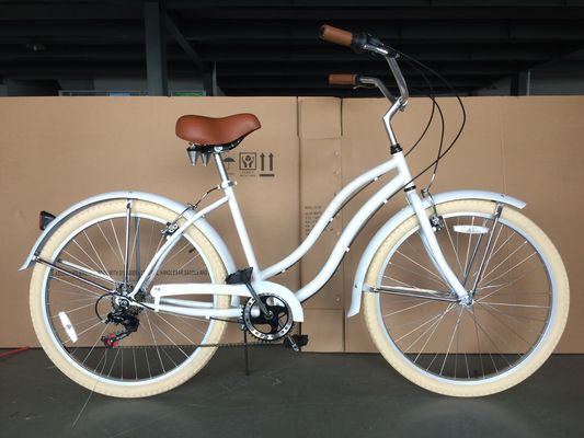 26 &quot;Shimano 7 Speed Mulheres Lady EUA 26 * 2.125 Menina White Tire Beach Cruiser Speed Bike