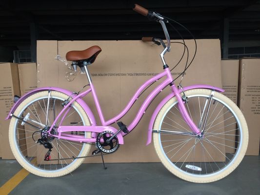44T Crankset 26 * 2.125 &quot;Pneus de cor OEM ODM Shimano 7 velocidades Lady Girl Beach Cruiser Bike