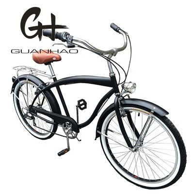 17 kg de peso leve 26 polegadas Quadro duro Não amortecedor traseiro 7 velocidades Homens Bicicletas Beach Cruiser