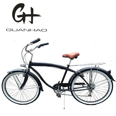 17 kg de peso leve 26 polegadas Quadro duro Não amortecedor traseiro 7 velocidades Homens Bicicletas Beach Cruiser