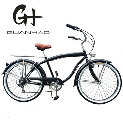 17 kg de peso leve 26 polegadas Quadro duro Não amortecedor traseiro 7 velocidades Homens Bicicletas Beach Cruiser