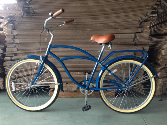 Cores azuis Velocidade única de 26 polegadas Vintage Cruiser de homens Bicicleta com freio V dianteiro