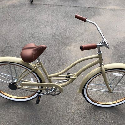 26&quot; InStock Beach Cruiser Bike com múltiplas velocidades Matt Preto / Branco Perla / Cor bege 14KGS