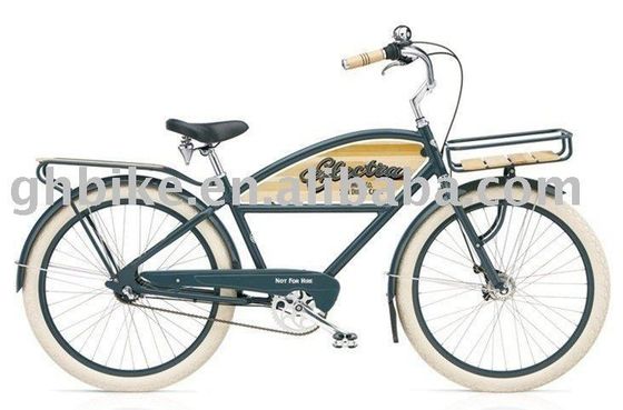 Bicicleta de cruzeiro de praia de 26 &quot;para homens com cesta e porta-bagagens
