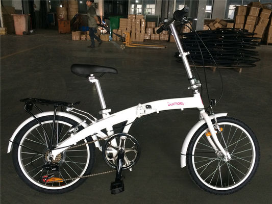 Bicicleta dobrável unisex de 20 polegadas para adultos com conjunto de rodas de alumínio de 7 velocidades