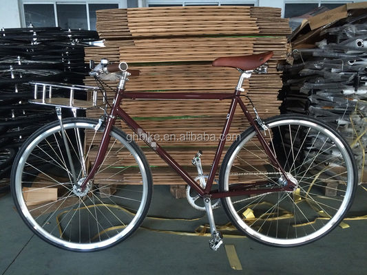 Bicicleta de engrenagem fixa retrô Bicicleta com porta-malas dianteira Bicicleta rodoviária de 3 velocidades interna A encomendar