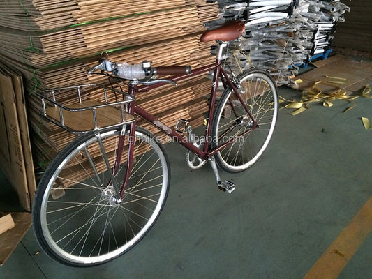 Bicicleta de engrenagem fixa retrô Bicicleta com porta-malas dianteira Bicicleta rodoviária de 3 velocidades interna A encomendar
