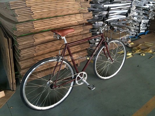 Bicicleta de engrenagem fixa retrô Bicicleta com porta-malas dianteira Bicicleta rodoviária de 3 velocidades interna A encomendar