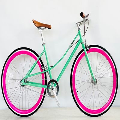 Ride in Style Vintage Men's Single Speed Bike com garfo de aço e pneus Kenda 700C