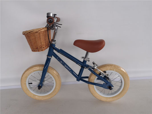 Bicicleta de equilíbrio com garfo e quadro de aço para crianças 3-5 anos de idade Cor azul 12 polegadas