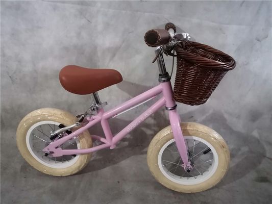Pneus de espuma de 12 polegadas bicicleta de equilíbrio para crianças cor amarela capacidade de carga 70 kg cesta de vime frontal